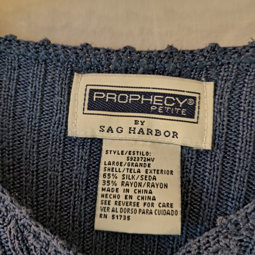 Sag Harbor Periwinkle Ribbed Cardigan with Purple Buttons - Picture 4 of 5